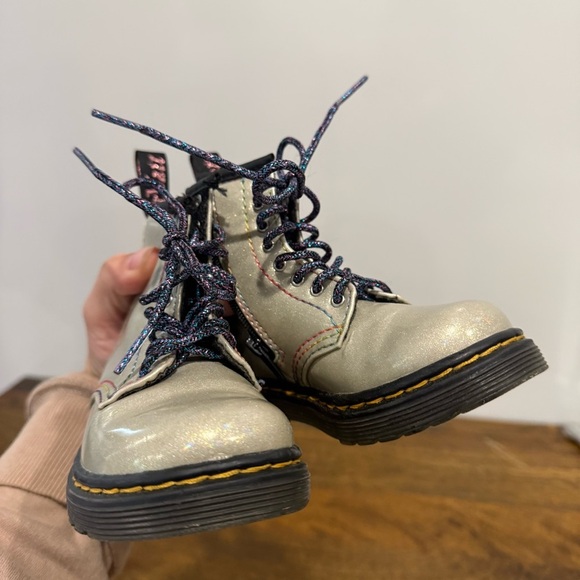 Dr Martens Toddler 1460 Sparkle Rays Lace Up Moto Boots - Picture 7 of 13